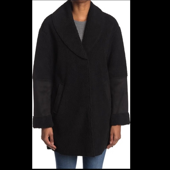 NEW Kensie Faux Shearling Shawl Collar Coat - Picture 2 of 4